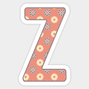 MONOGRAM LETTER Z PINK FLORAL TYPOGRAPHY DESIGN Sticker